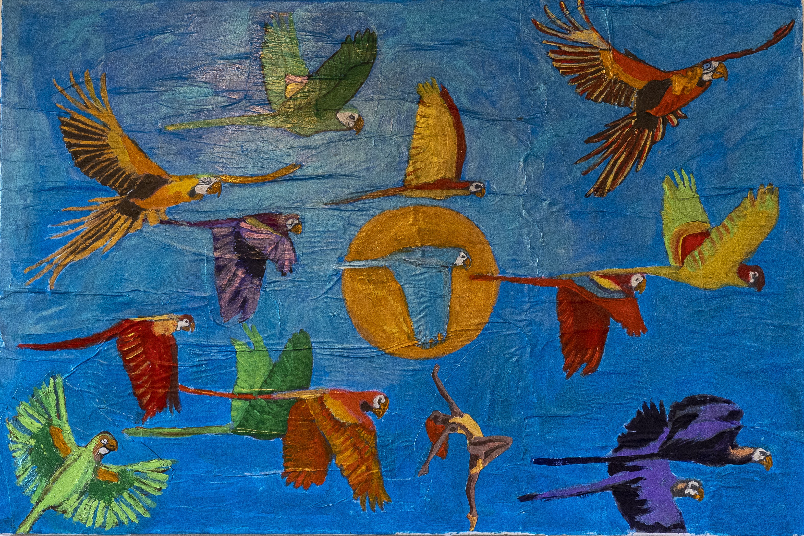 Parrots in the blue
